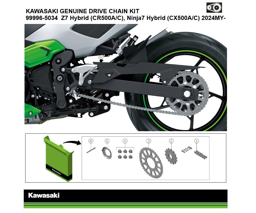 Genuine Chain and Sprocket Kit Ninja 7 & Z7 Hybrid (CX500A/C/CR500A/C)