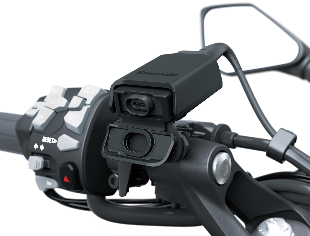 Ohjaustankoon kiinnitetty USB-C-liitäntä