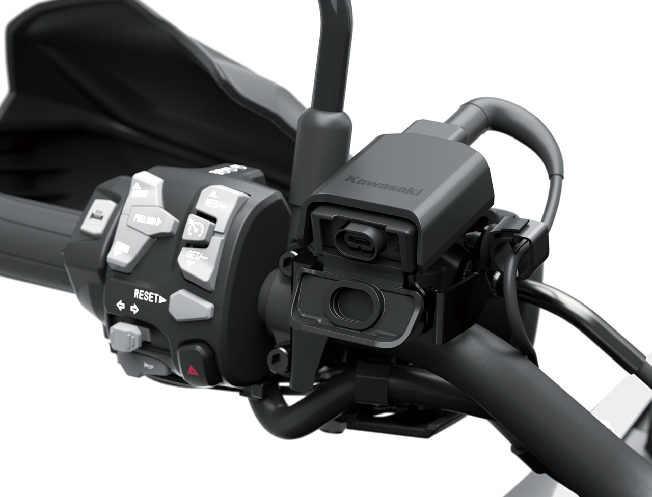 Ohjaustankoon kiinnitetty USB-C-liitäntä